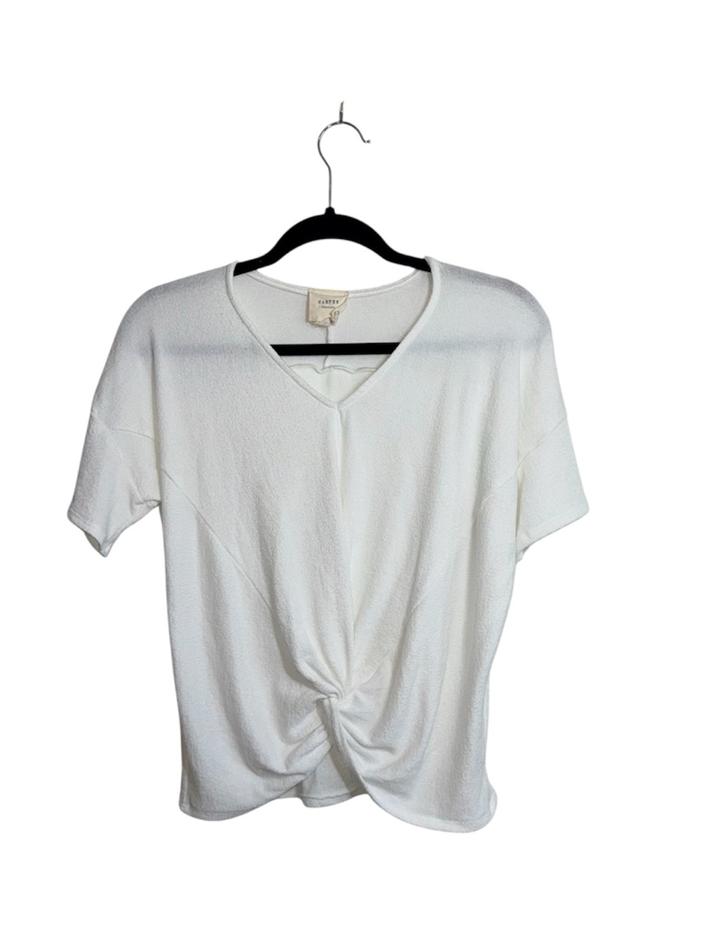 Harper White Knot Front Top V-neck Textured Francesca’s Summer Medium Women’s